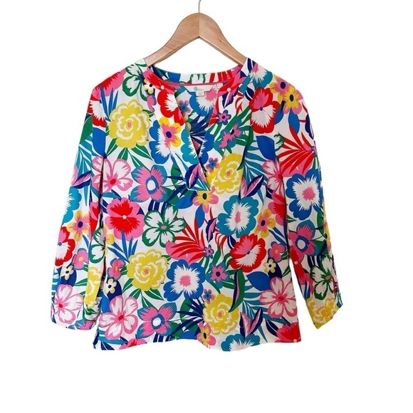 Boden Floral Top Blouse Tropical Multicolor Size 4 - Picture 2 of 10